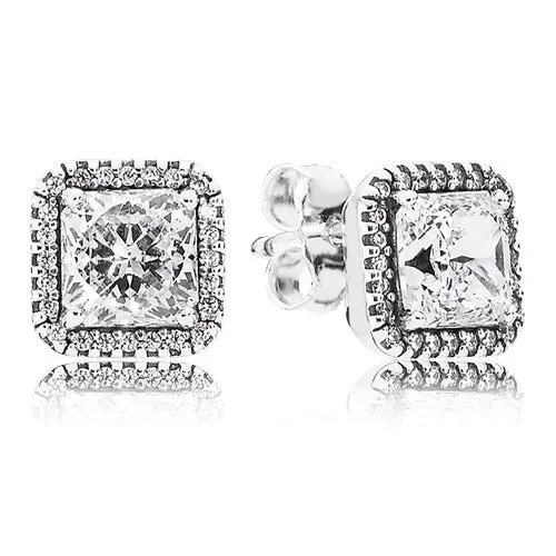 Pandora Square Sparkle Halo Stud Earrings