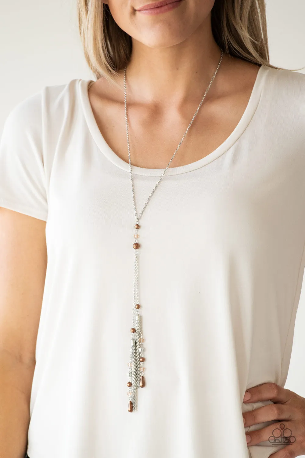 Paparazzi Timeless Tassels Brown Long Necklace