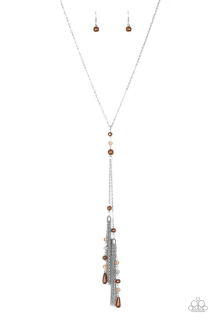 Paparazzi Timeless Tassels Brown Long Necklace