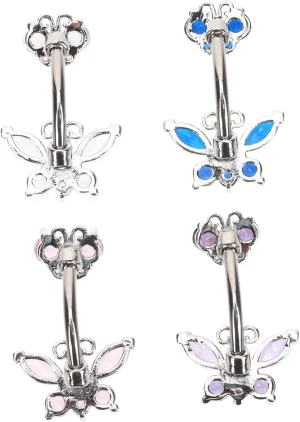 PartyKindom Fashionable Neon Belly Button Rings Hoop Navel Piercing Jewelry Set Large Jewel Belly Button Ring for Women Stainless Steel Jewelry