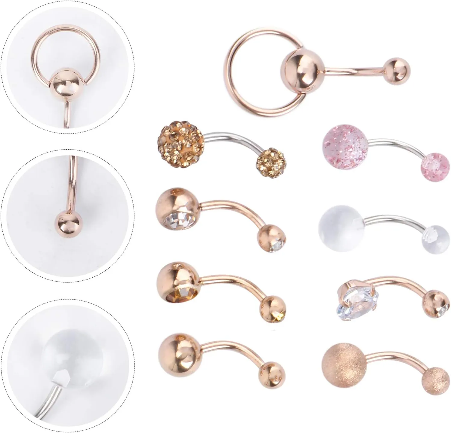 PartyKindom Stylish Belly Button Rings Zircon Navel Jewelry for Comfortable Piercing for Summer Outfits and