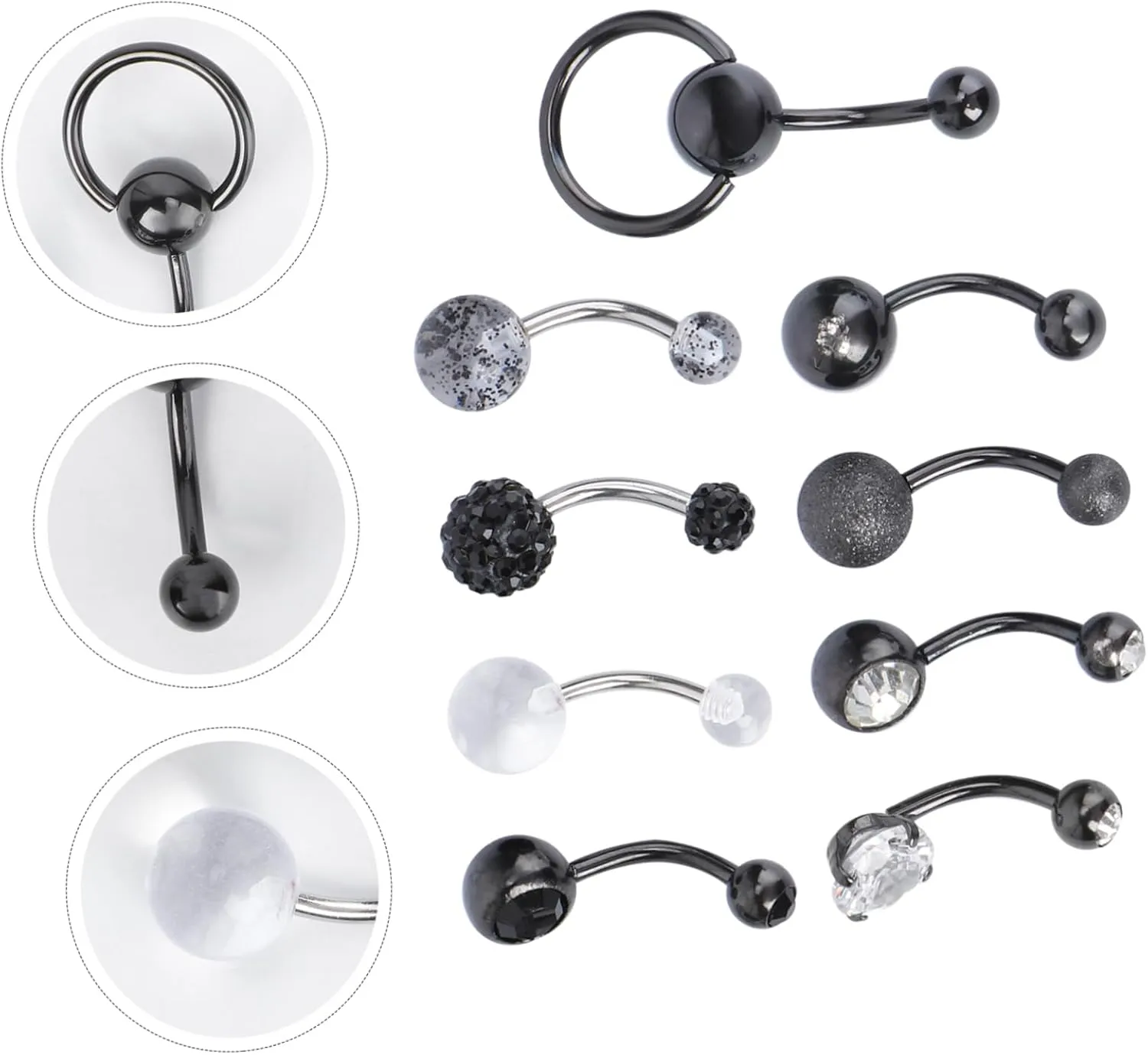PartyKindom Stylish Belly Button Rings Zircon Navel Jewelry for Comfortable Piercing for Summer Outfits and