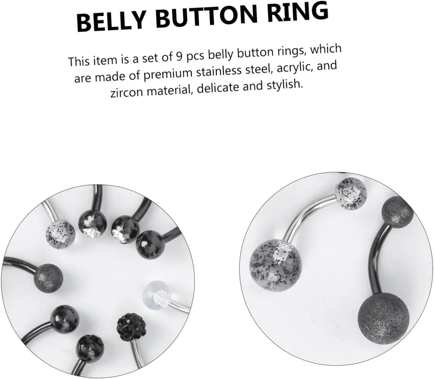 PartyKindom Stylish Belly Button Rings Zircon Navel Jewelry for Comfortable Piercing for Summer Outfits and
