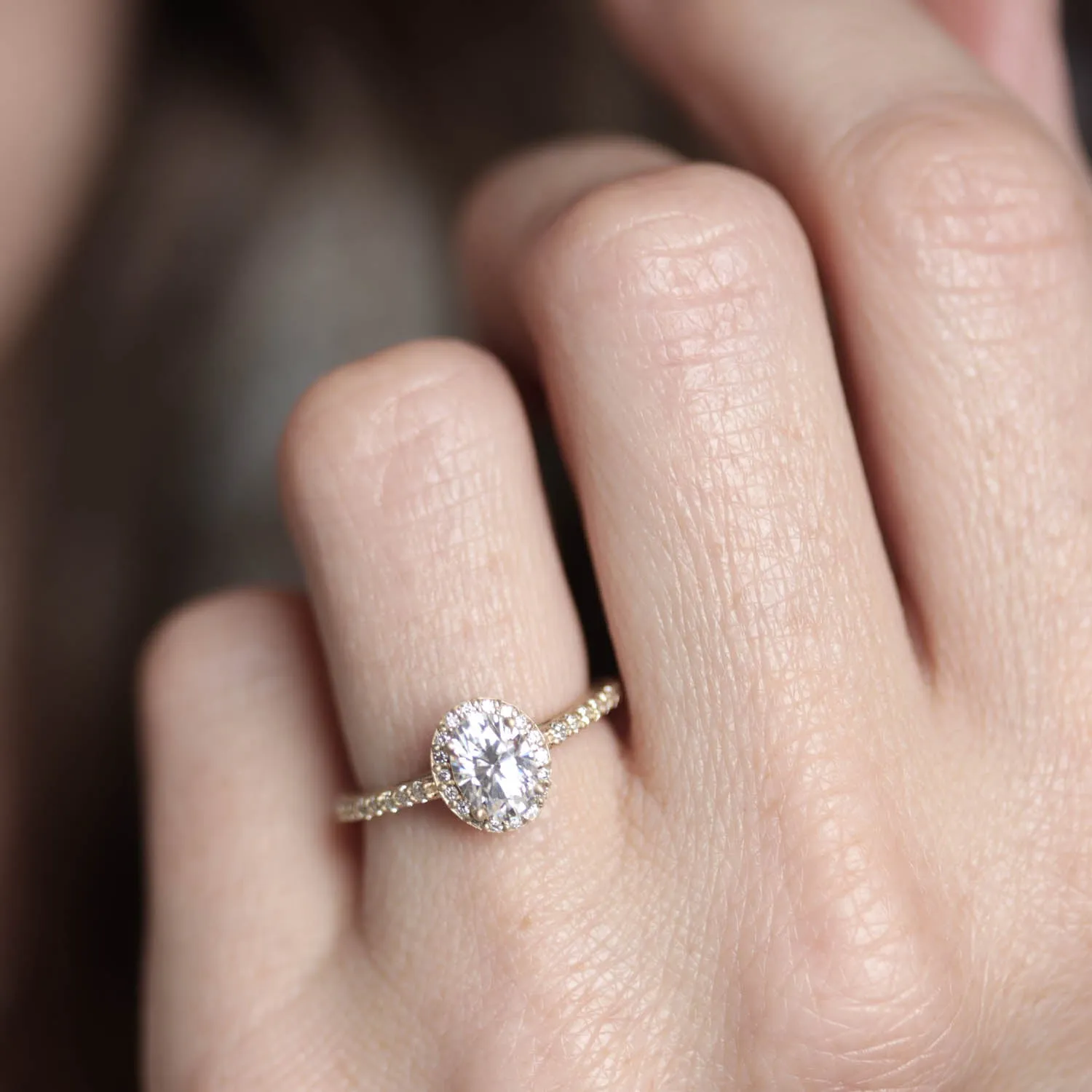 Pave Halo Engagement Ring