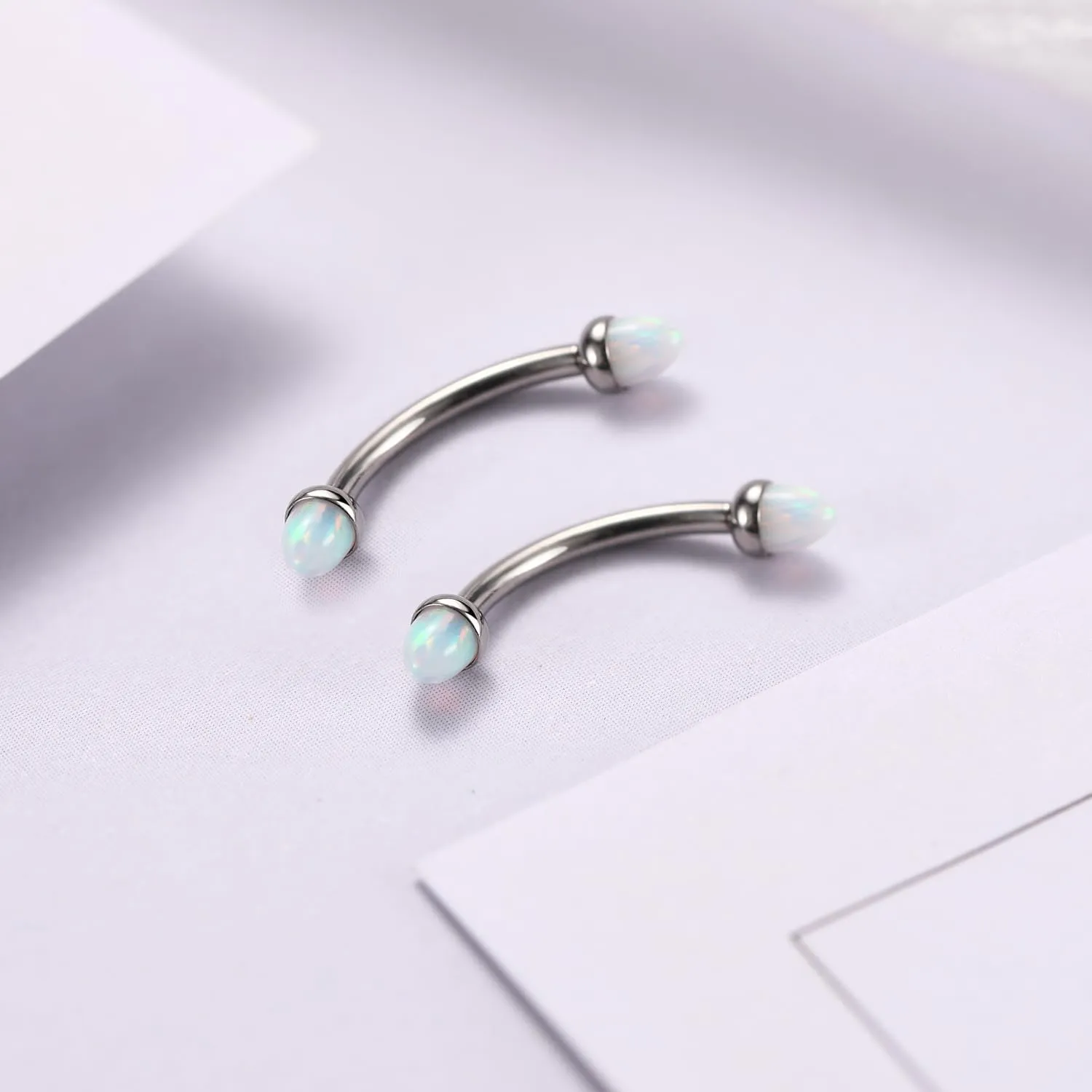 PEAKLINK G23 Titanium Eyebrow Piercing Jewelry - Curved Barbell 16G Eyebrow & Belly Button Rings - 6mm-12mm