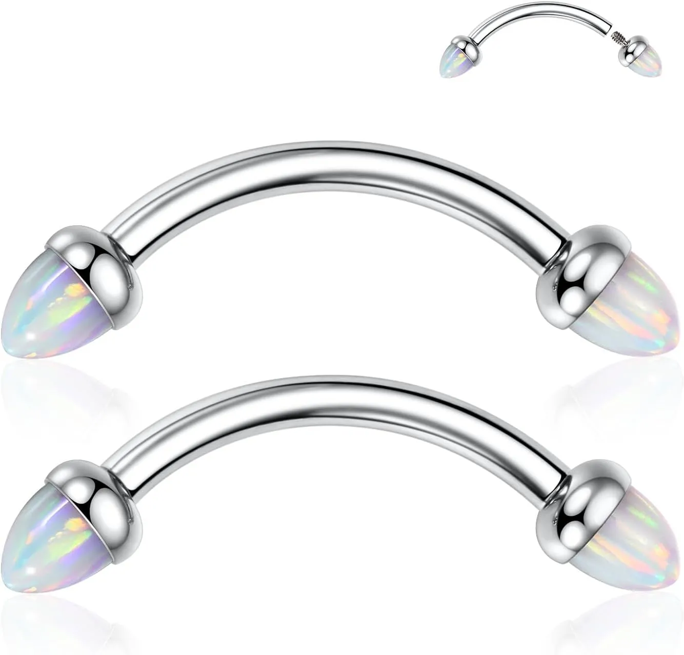 PEAKLINK G23 Titanium Eyebrow Piercing Jewelry - Curved Barbell 16G Eyebrow & Belly Button Rings - 6mm-12mm