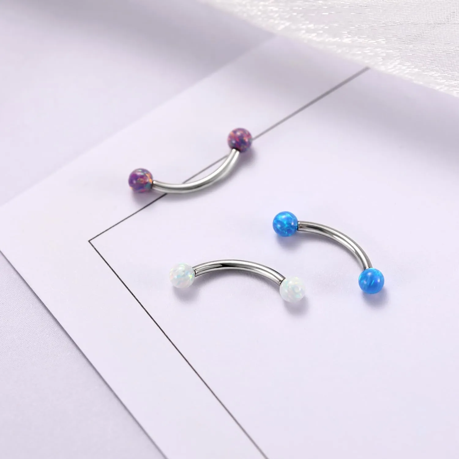 PEAKLINK G23 Titanium Eyebrow Piercing Jewelry - Curved Barbell 16G Eyebrow & Belly Button Rings - 6mm-12mm