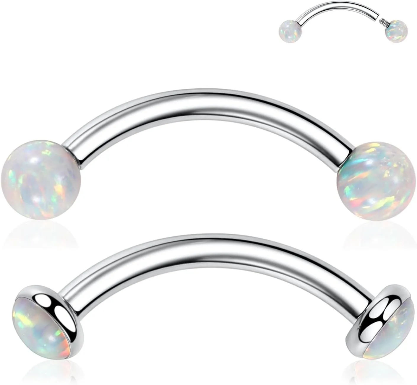 PEAKLINK G23 Titanium Eyebrow Piercing Jewelry - Curved Barbell 16G Eyebrow & Belly Button Rings - 6mm-12mm