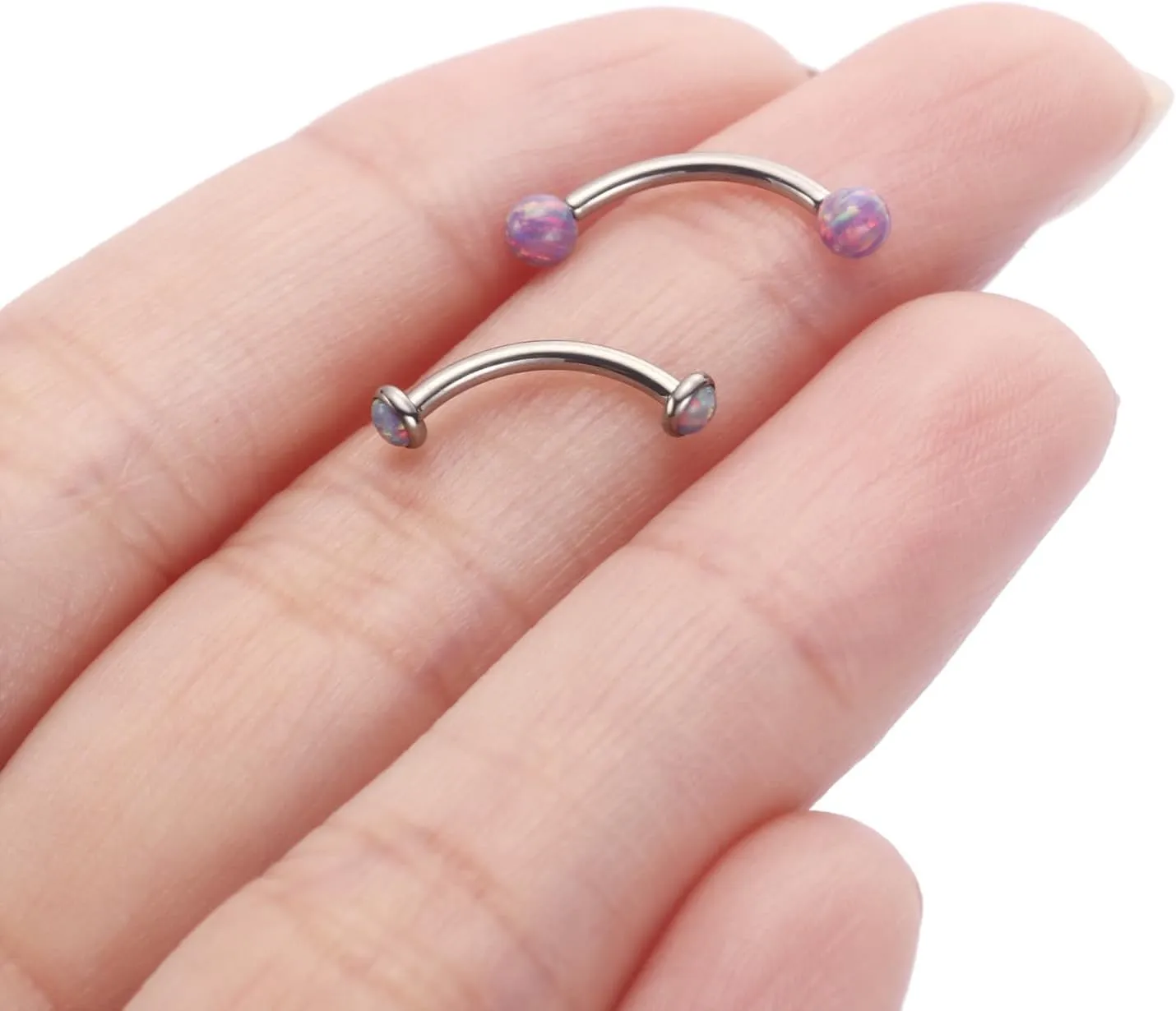 PEAKLINK G23 Titanium Eyebrow Piercing Jewelry - Curved Barbell 16G Eyebrow & Belly Button Rings - 6mm-12mm