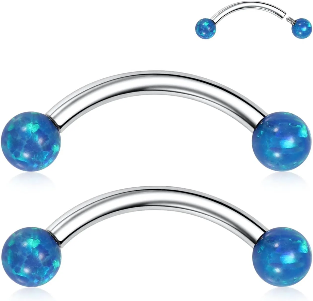 PEAKLINK G23 Titanium Eyebrow Piercing Jewelry - Curved Barbell 16G Eyebrow & Belly Button Rings - 6mm-12mm