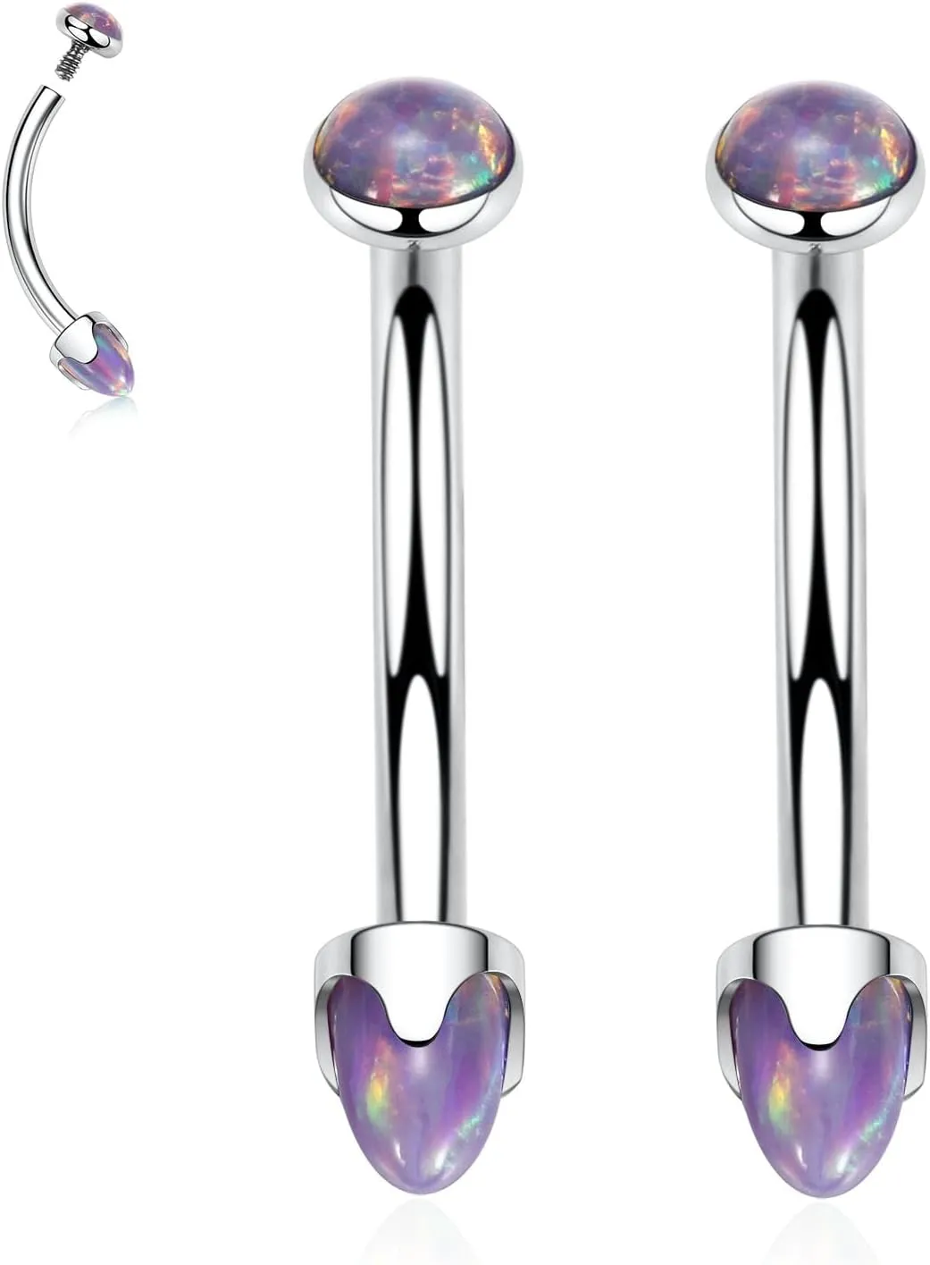 PEAKLINK G23 Titanium Eyebrow Piercing Jewelry - Curved Barbell 16G Eyebrow & Belly Button Rings - 6mm-12mm