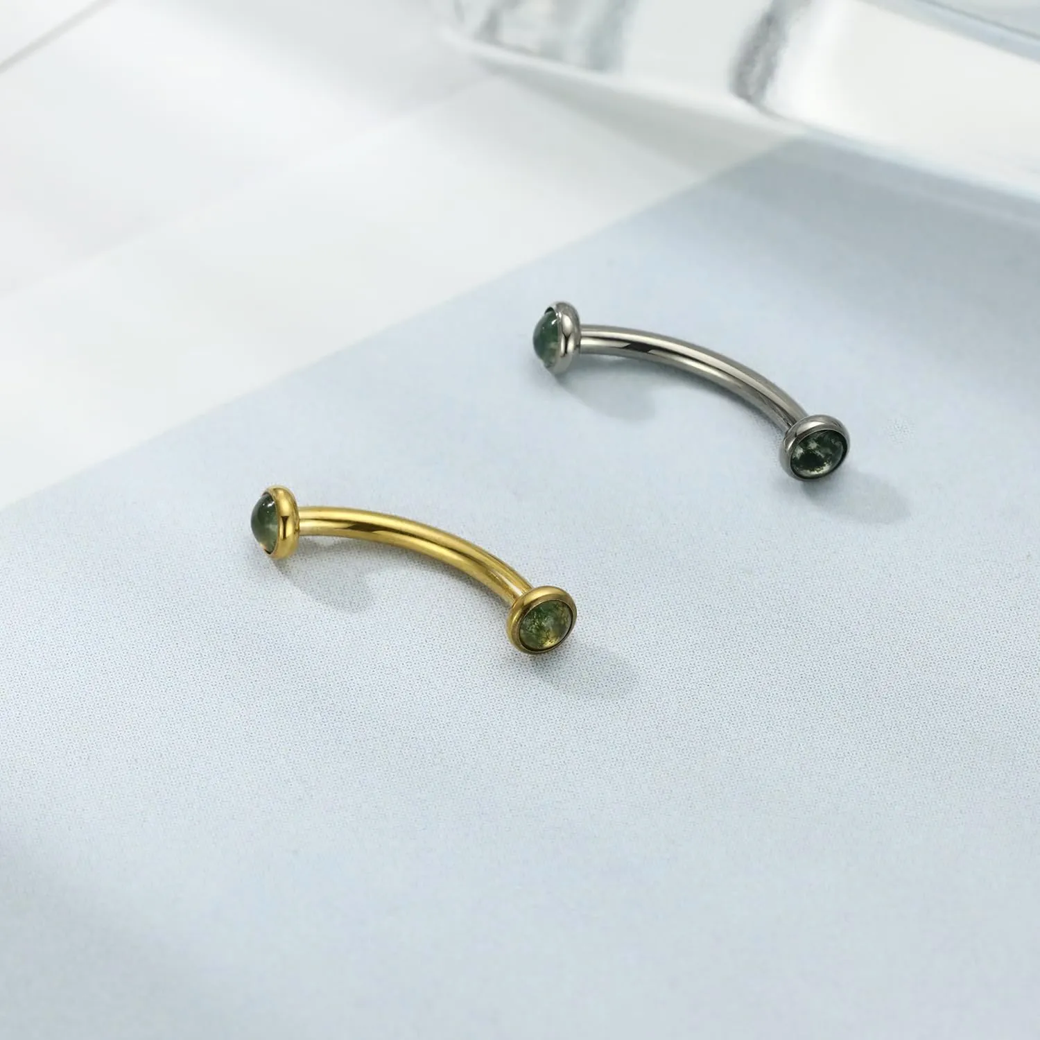 PEAKLINK G23 Titanium Eyebrow Piercing Jewelry - Curved Barbell 16G Eyebrow & Belly Button Rings - 6mm-12mm