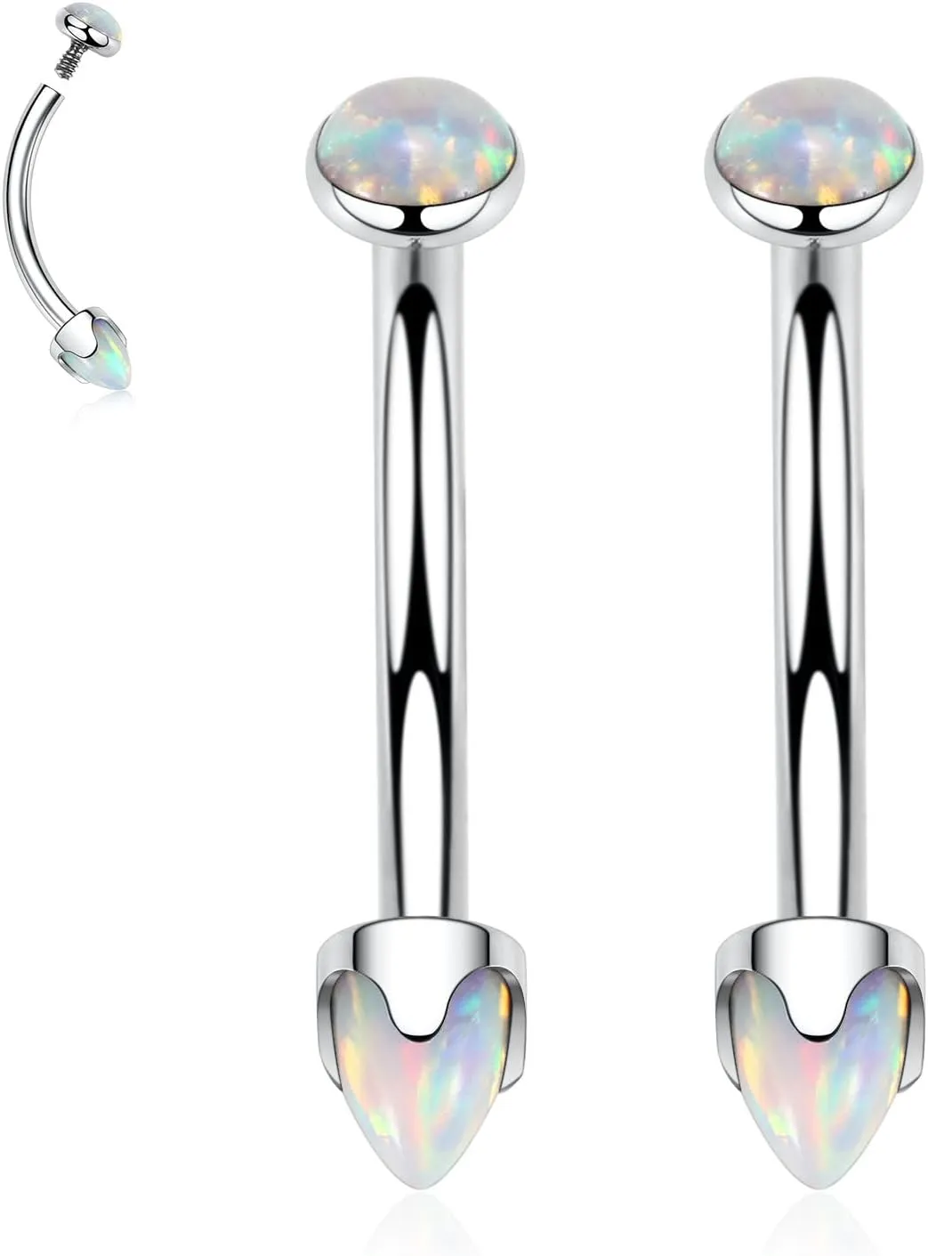 PEAKLINK G23 Titanium Eyebrow Piercing Jewelry - Curved Barbell 16G Eyebrow & Belly Button Rings - 6mm-12mm