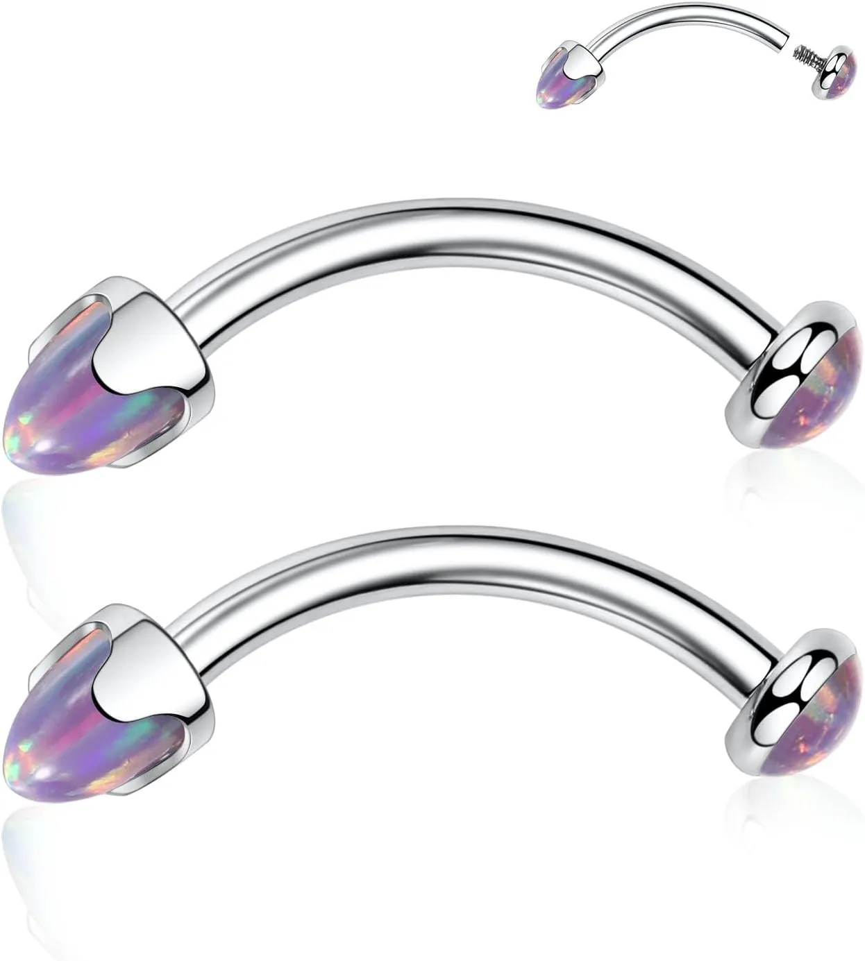 PEAKLINK G23 Titanium Eyebrow Piercing Jewelry - Curved Barbell 16G Eyebrow & Belly Button Rings - 6mm-12mm