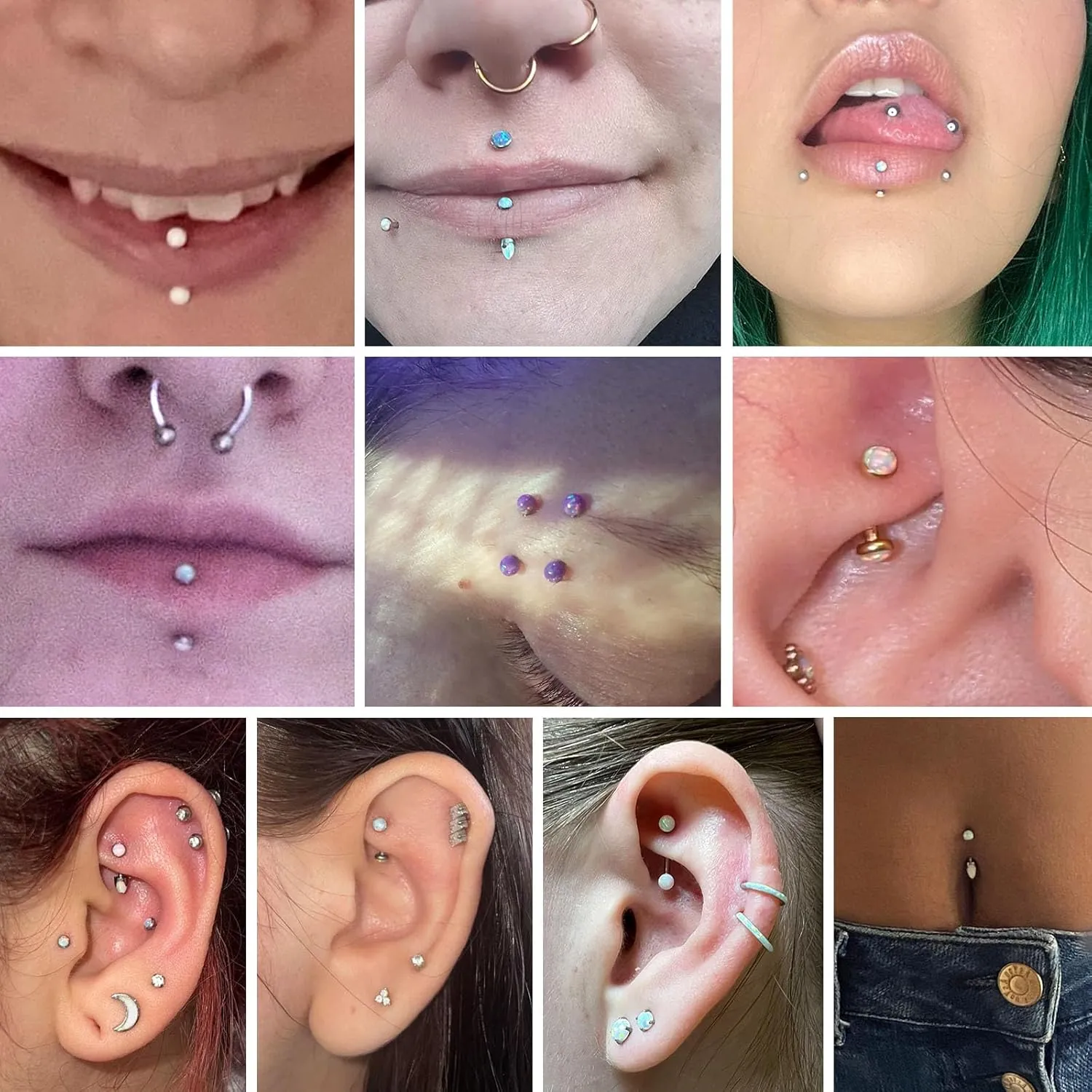 PEAKLINK G23 Titanium Eyebrow Piercing Jewelry - Curved Barbell 16G Eyebrow & Belly Button Rings - 6mm-12mm