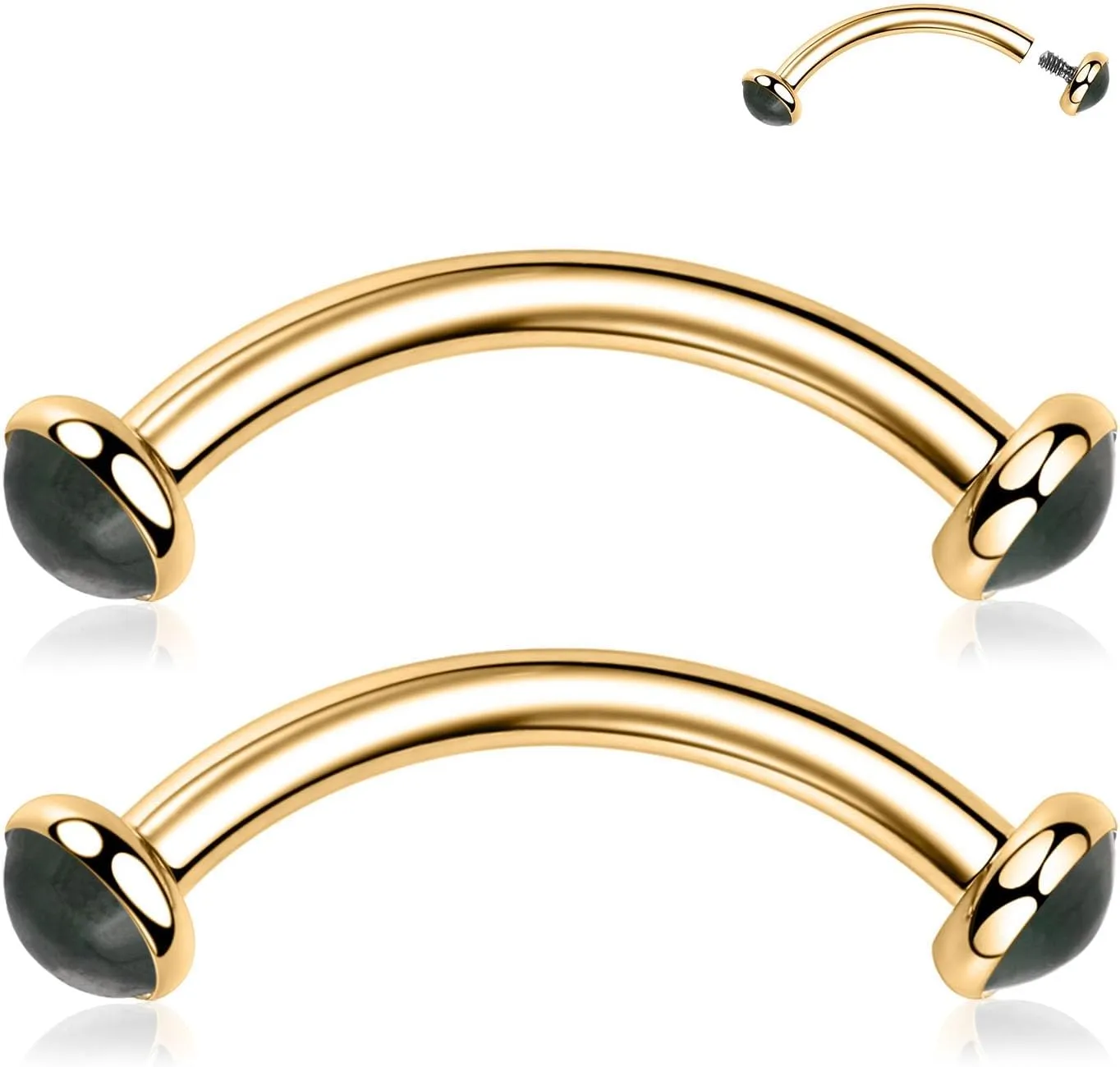 PEAKLINK G23 Titanium Eyebrow Piercing Jewelry - Curved Barbell 16G Eyebrow & Belly Button Rings - 6mm-12mm