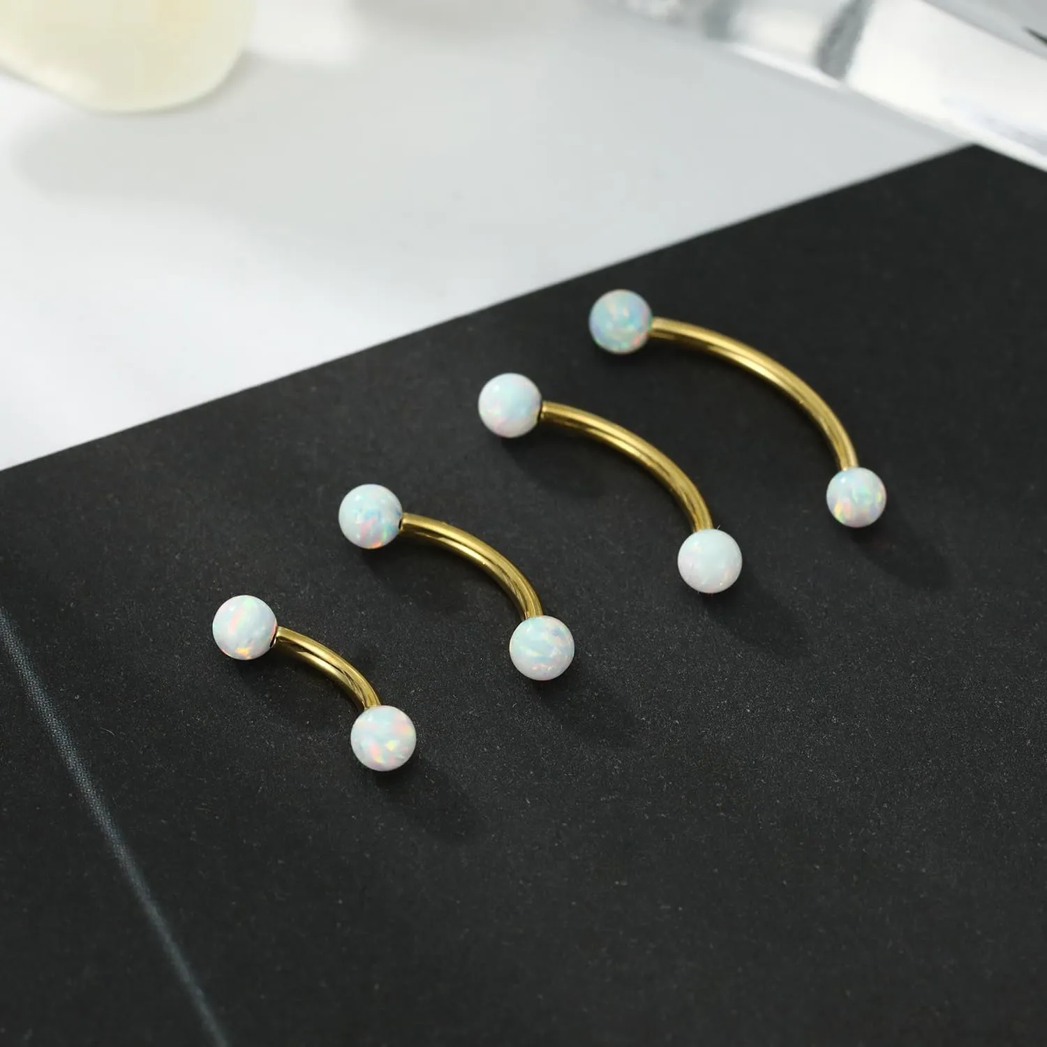 PEAKLINK G23 Titanium Eyebrow Piercing Jewelry - Curved Barbell 16G Eyebrow & Belly Button Rings - 6mm-12mm