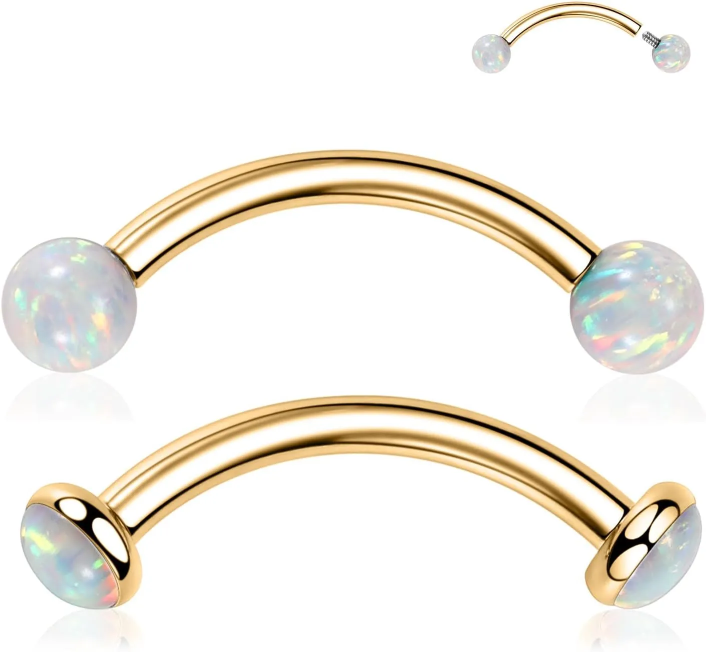 PEAKLINK G23 Titanium Eyebrow Piercing Jewelry - Curved Barbell 16G Eyebrow & Belly Button Rings - 6mm-12mm