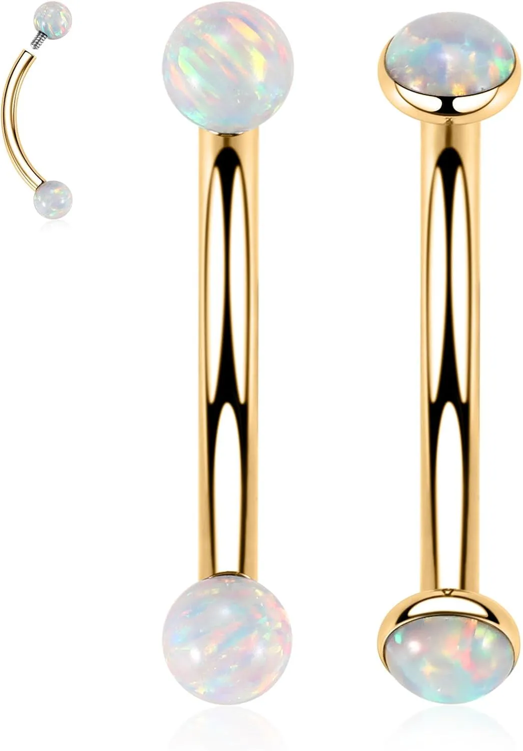 PEAKLINK G23 Titanium Eyebrow Piercing Jewelry - Curved Barbell 16G Eyebrow & Belly Button Rings - 6mm-12mm