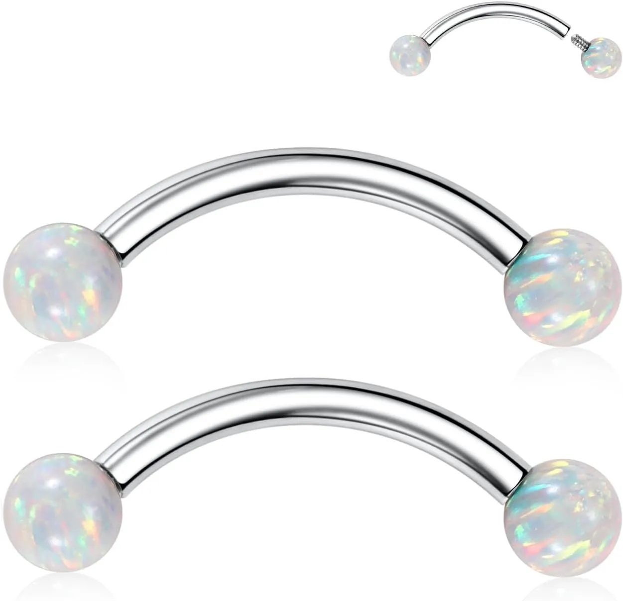PEAKLINK G23 Titanium Eyebrow Piercing Jewelry - Curved Barbell 16G Eyebrow & Belly Button Rings - 6mm-12mm