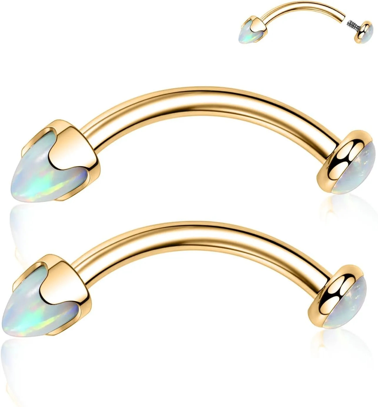 PEAKLINK G23 Titanium Eyebrow Piercing Jewelry - Curved Barbell 16G Eyebrow & Belly Button Rings - 6mm-12mm
