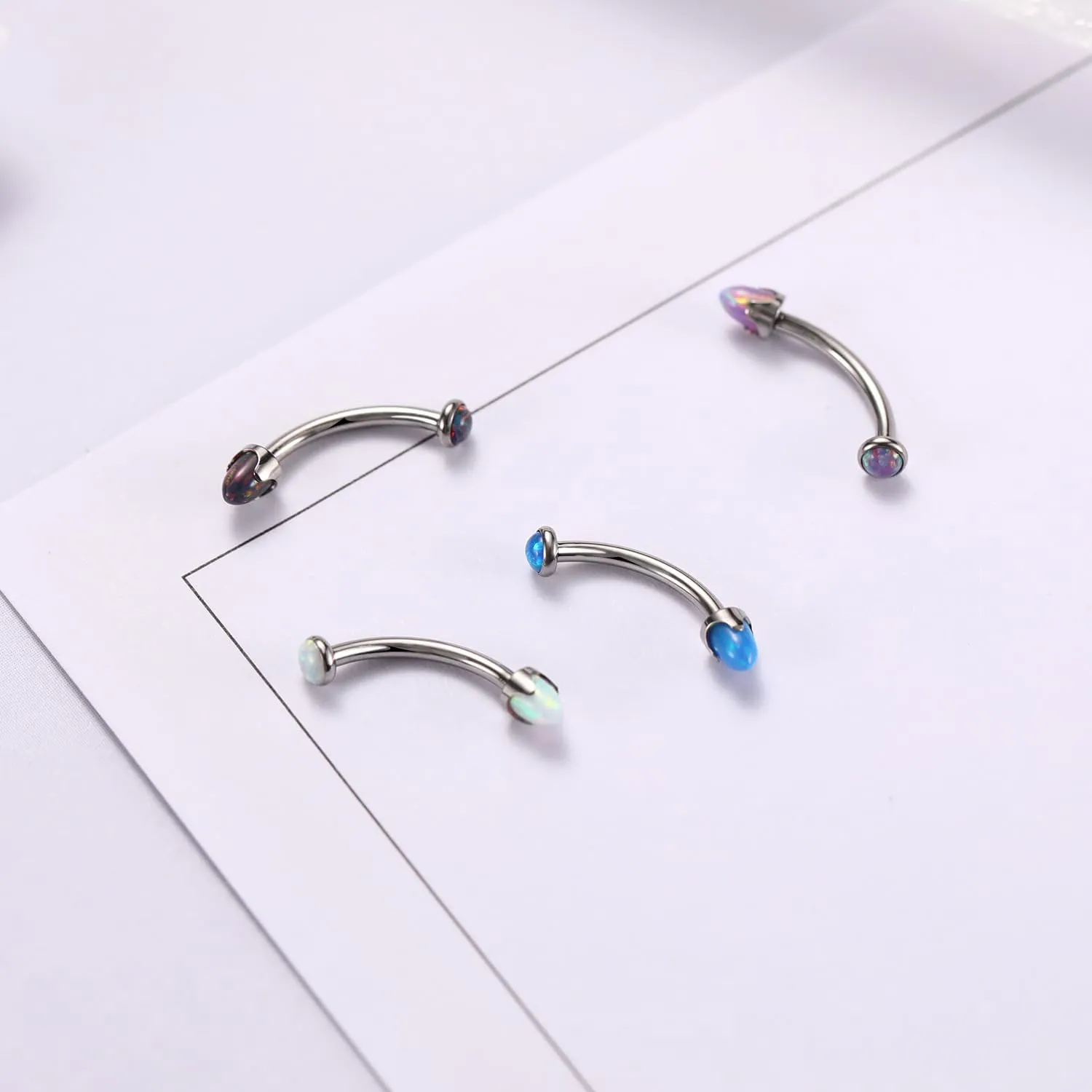 PEAKLINK G23 Titanium Eyebrow Piercing Jewelry - Curved Barbell 16G Eyebrow & Belly Button Rings - 6mm-12mm