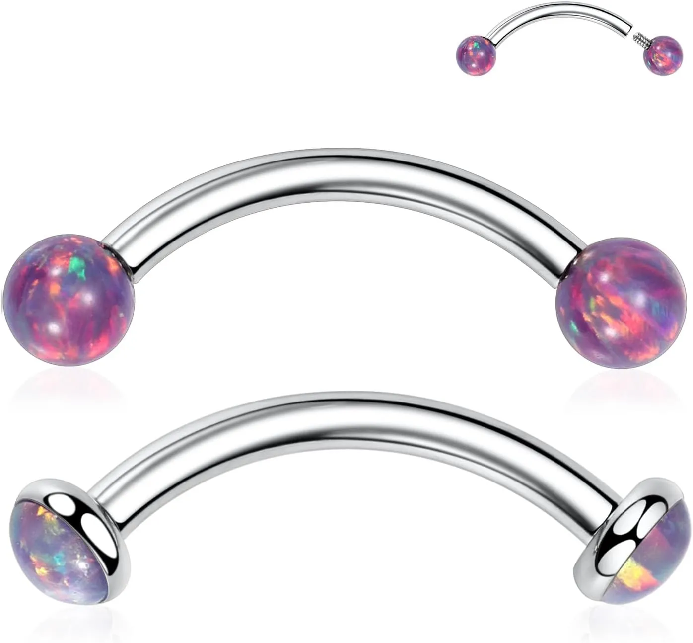 PEAKLINK G23 Titanium Eyebrow Piercing Jewelry - Curved Barbell 16G Eyebrow & Belly Button Rings - 6mm-12mm
