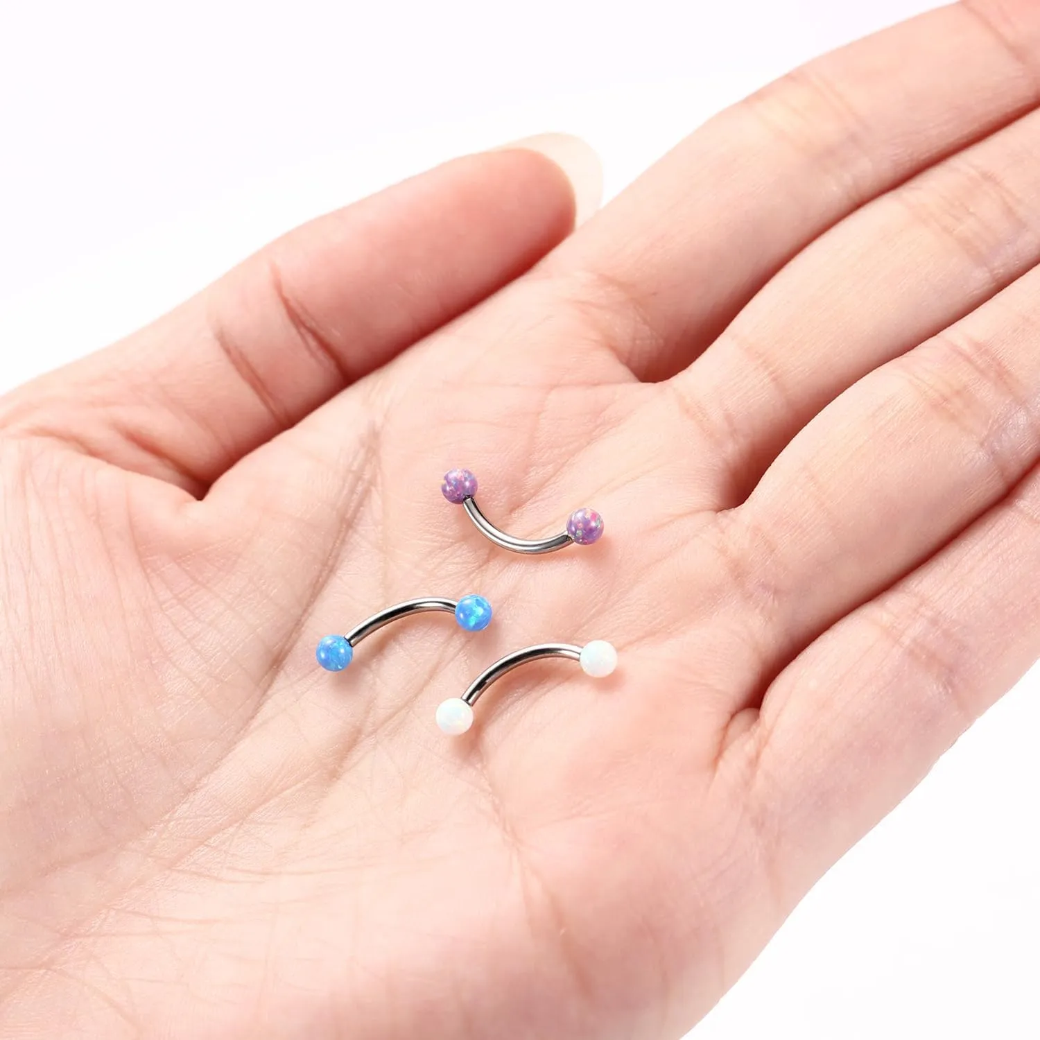 PEAKLINK G23 Titanium Eyebrow Piercing Jewelry - Curved Barbell 16G Eyebrow & Belly Button Rings - 6mm-12mm