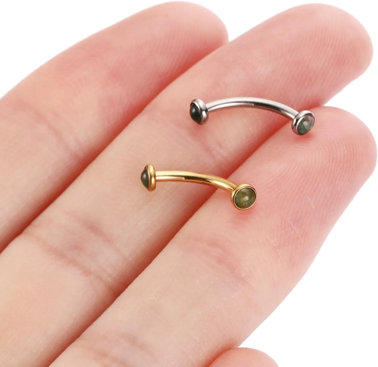 PEAKLINK G23 Titanium Eyebrow Piercing Jewelry - Curved Barbell 16G Eyebrow & Belly Button Rings - 6mm-12mm