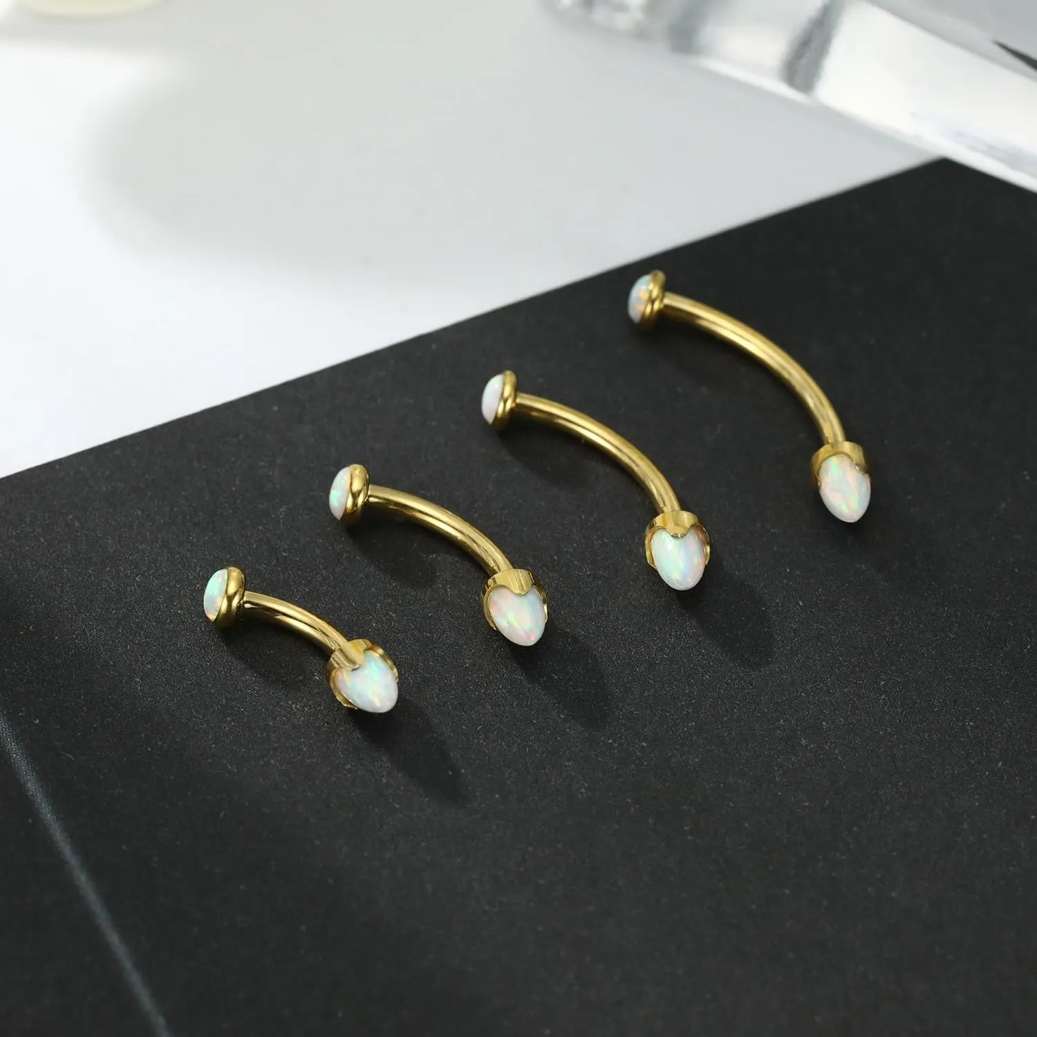 PEAKLINK G23 Titanium Eyebrow Piercing Jewelry - Curved Barbell 16G Eyebrow & Belly Button Rings - 6mm-12mm