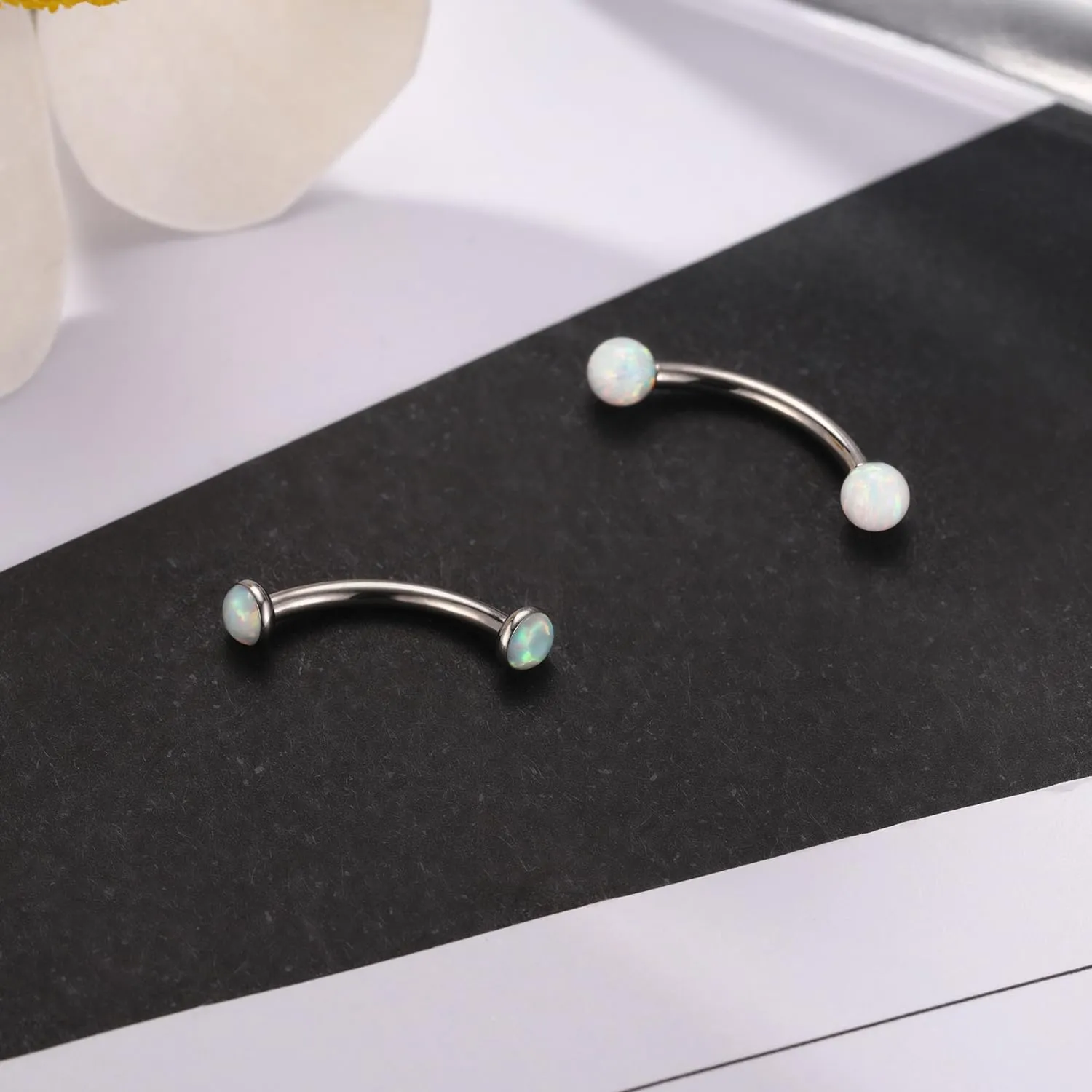 PEAKLINK G23 Titanium Eyebrow Piercing Jewelry - Curved Barbell 16G Eyebrow & Belly Button Rings - 6mm-12mm