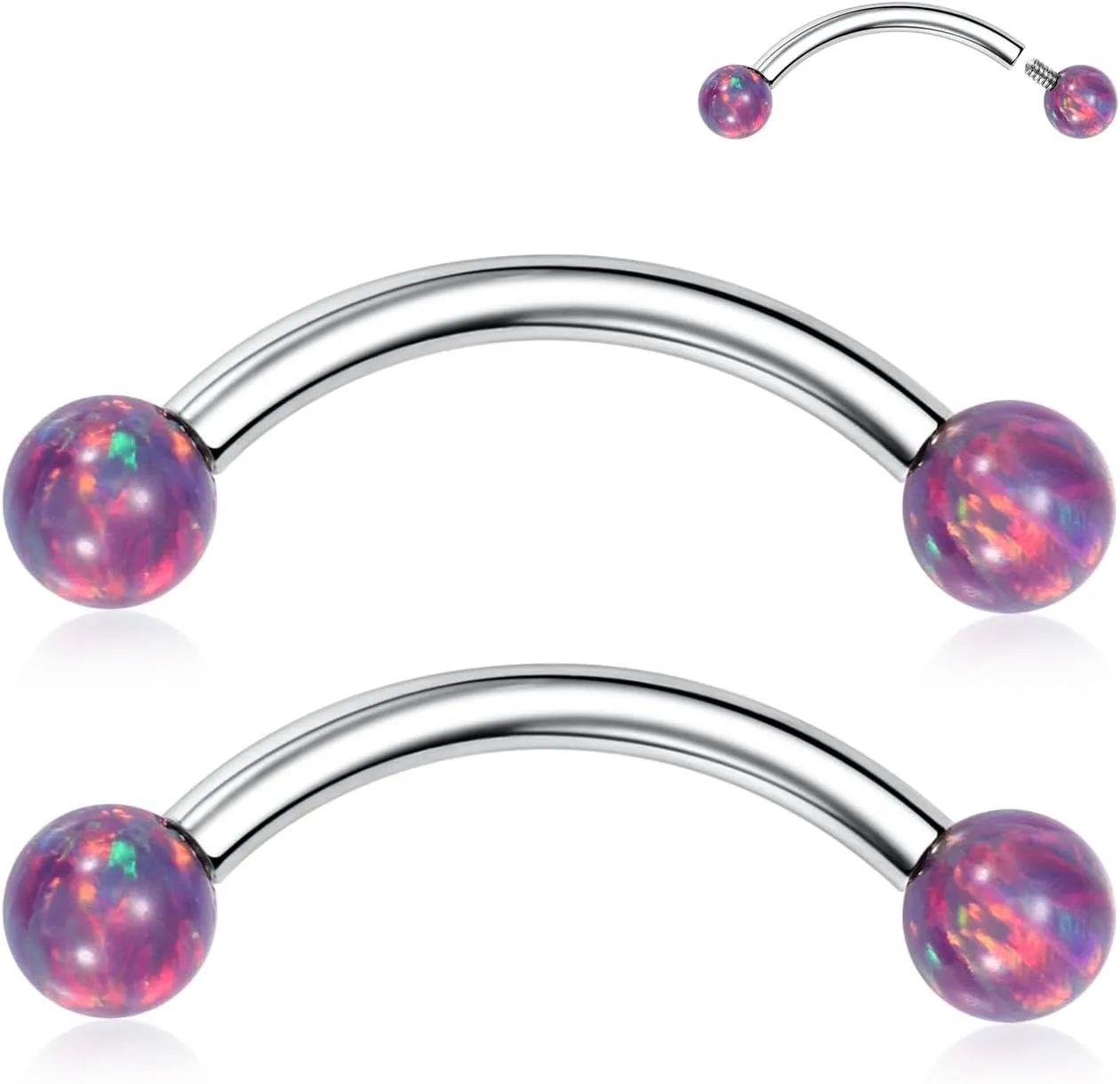 PEAKLINK G23 Titanium Eyebrow Piercing Jewelry - Curved Barbell 16G Eyebrow & Belly Button Rings - 6mm-12mm