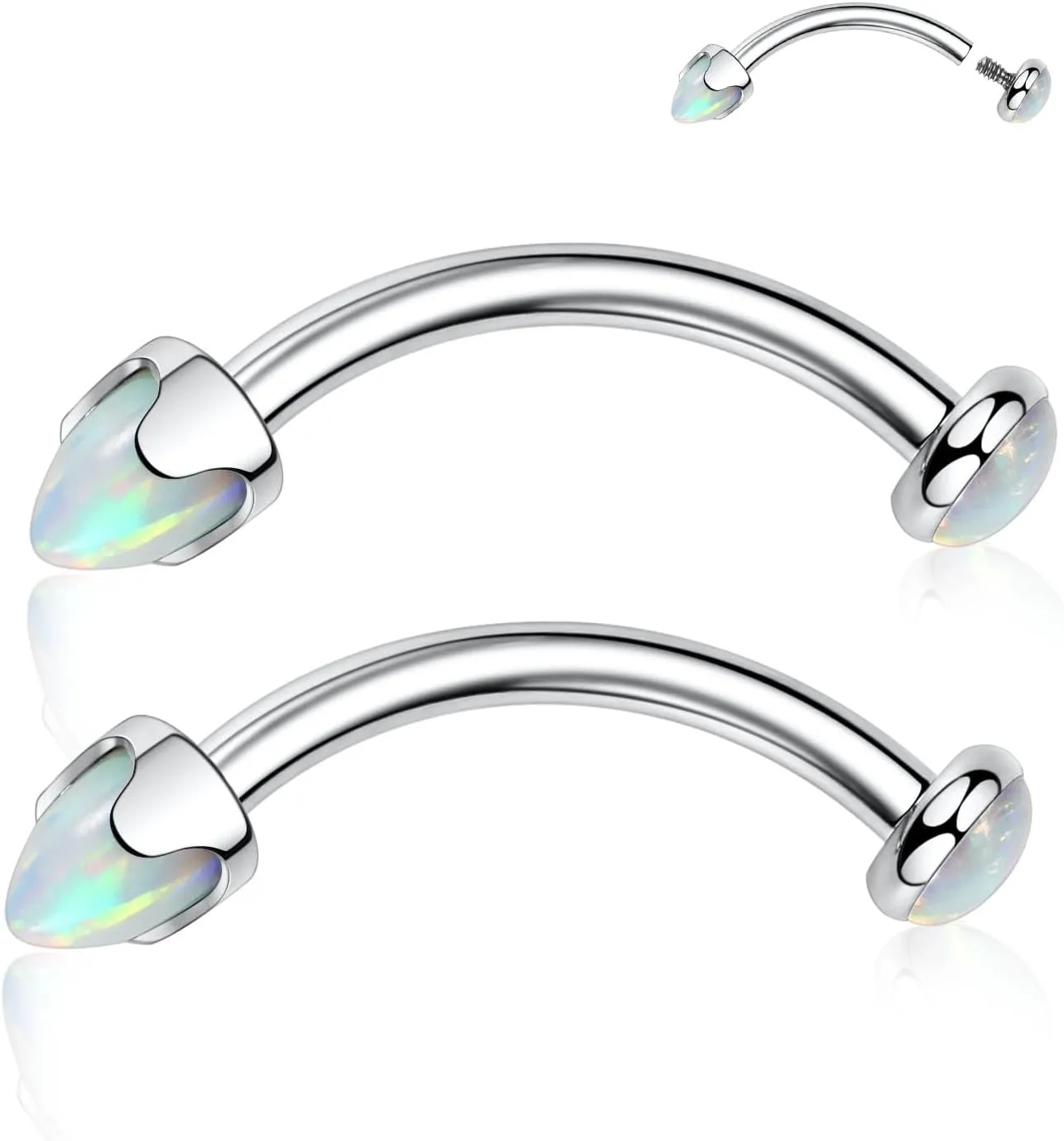 PEAKLINK G23 Titanium Eyebrow Piercing Jewelry - Curved Barbell 16G Eyebrow & Belly Button Rings - 6mm-12mm