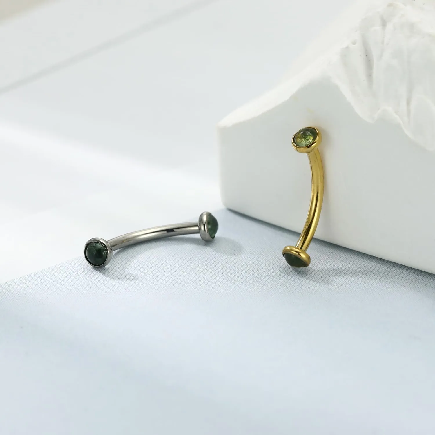 PEAKLINK G23 Titanium Eyebrow Piercing Jewelry - Curved Barbell 16G Eyebrow & Belly Button Rings - 6mm-12mm