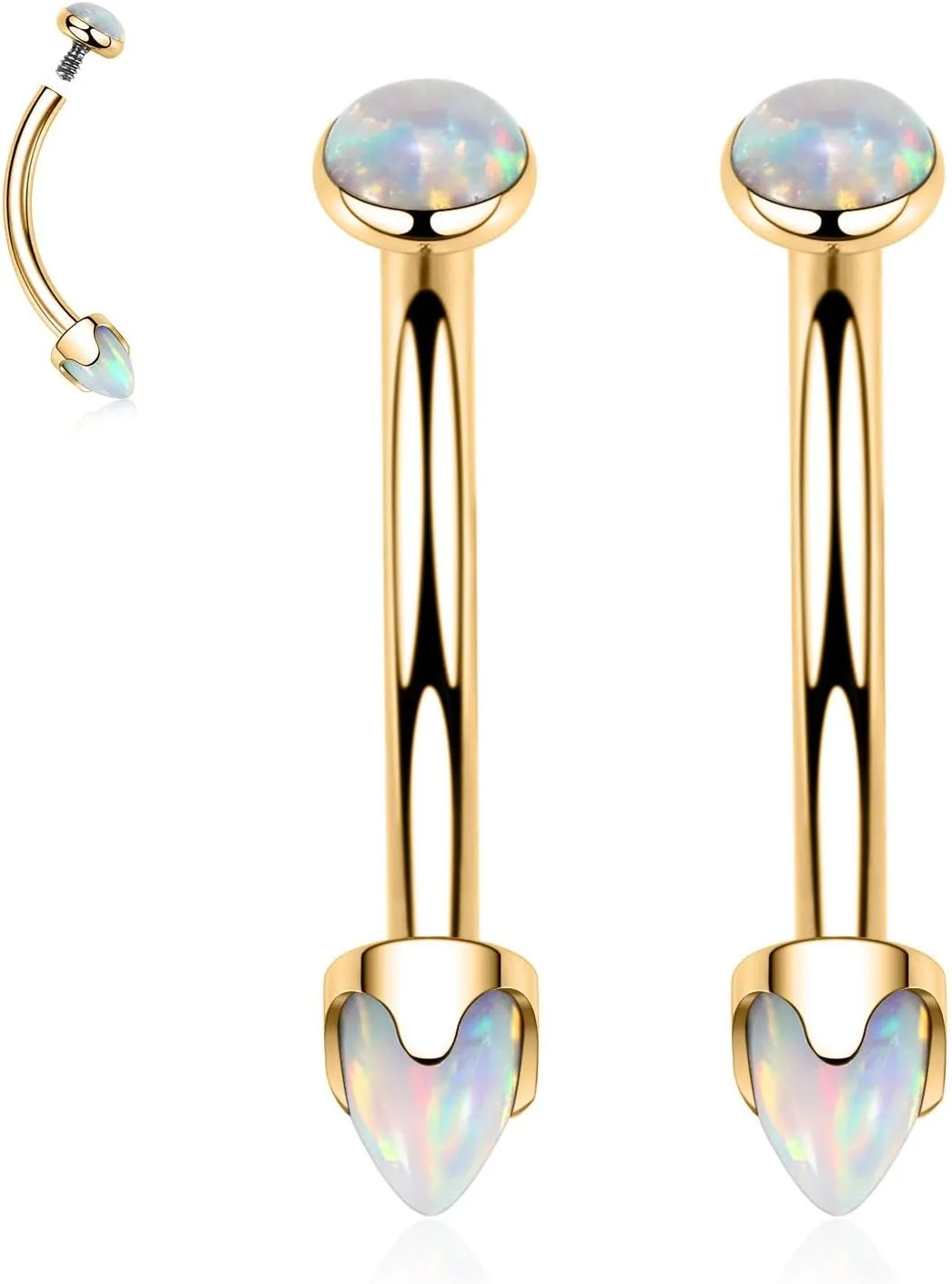 PEAKLINK G23 Titanium Eyebrow Piercing Jewelry - Curved Barbell 16G Eyebrow & Belly Button Rings - 6mm-12mm