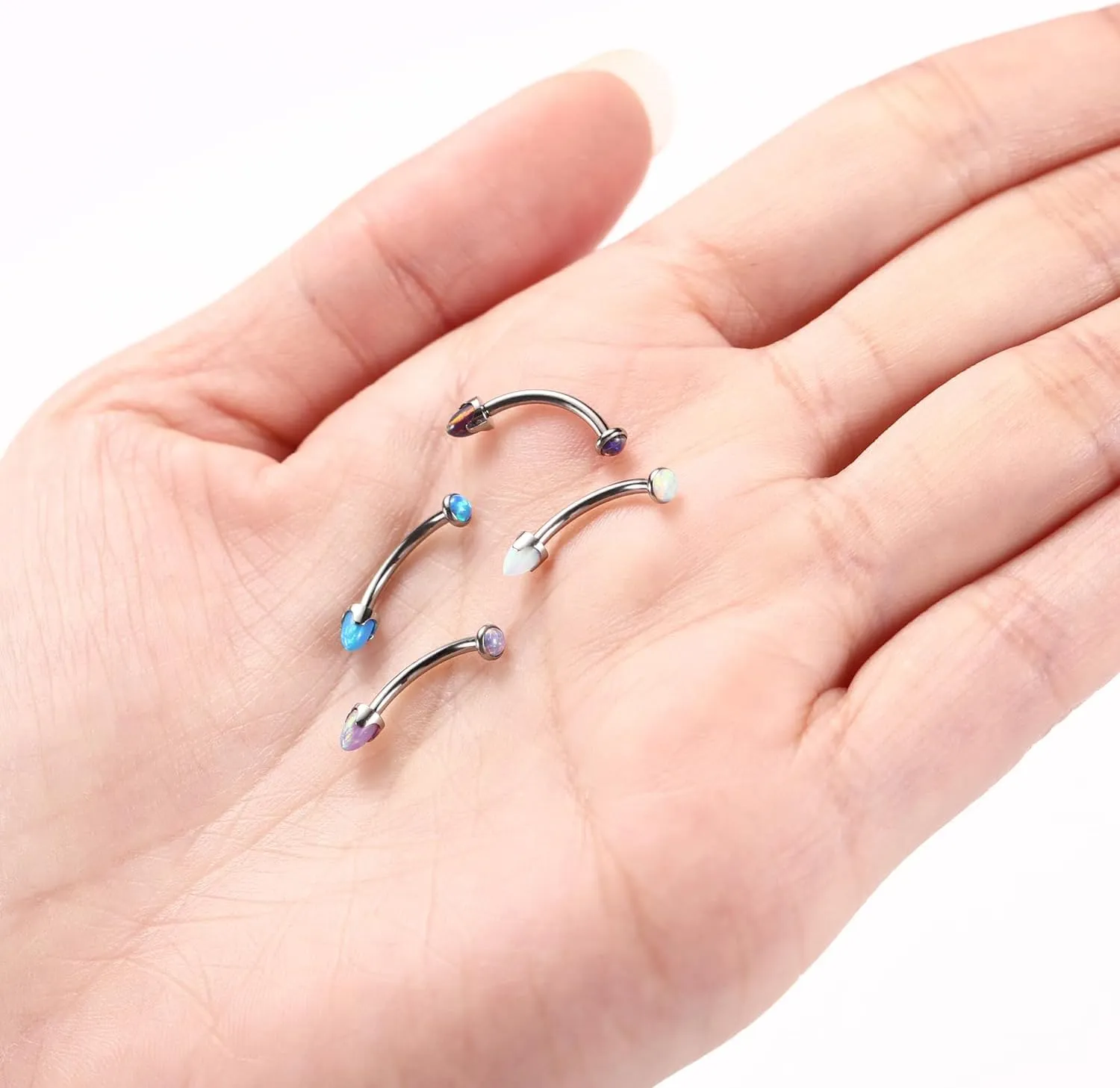 PEAKLINK G23 Titanium Eyebrow Piercing Jewelry - Curved Barbell 16G Eyebrow & Belly Button Rings - 6mm-12mm