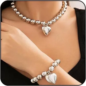 Pearl Necklace & Bracelet Set - 8mm Pearl Choker & Bracelet Dainty Wedding & Bridesmaid Jewelry