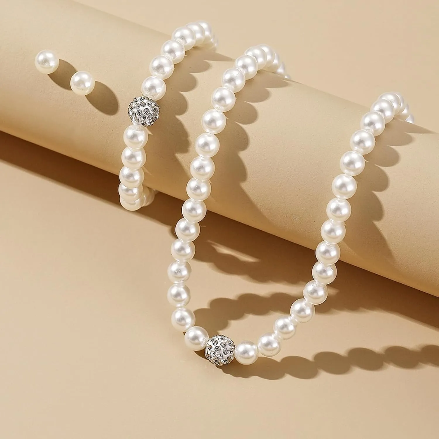 Pearl Necklace and Earring Set Pearl Wedding Jewelry Set for Women Chunky Pearls Choker Necklaces Stud Earrings Bride Bridesmaid Wedding Jewelry Gifts