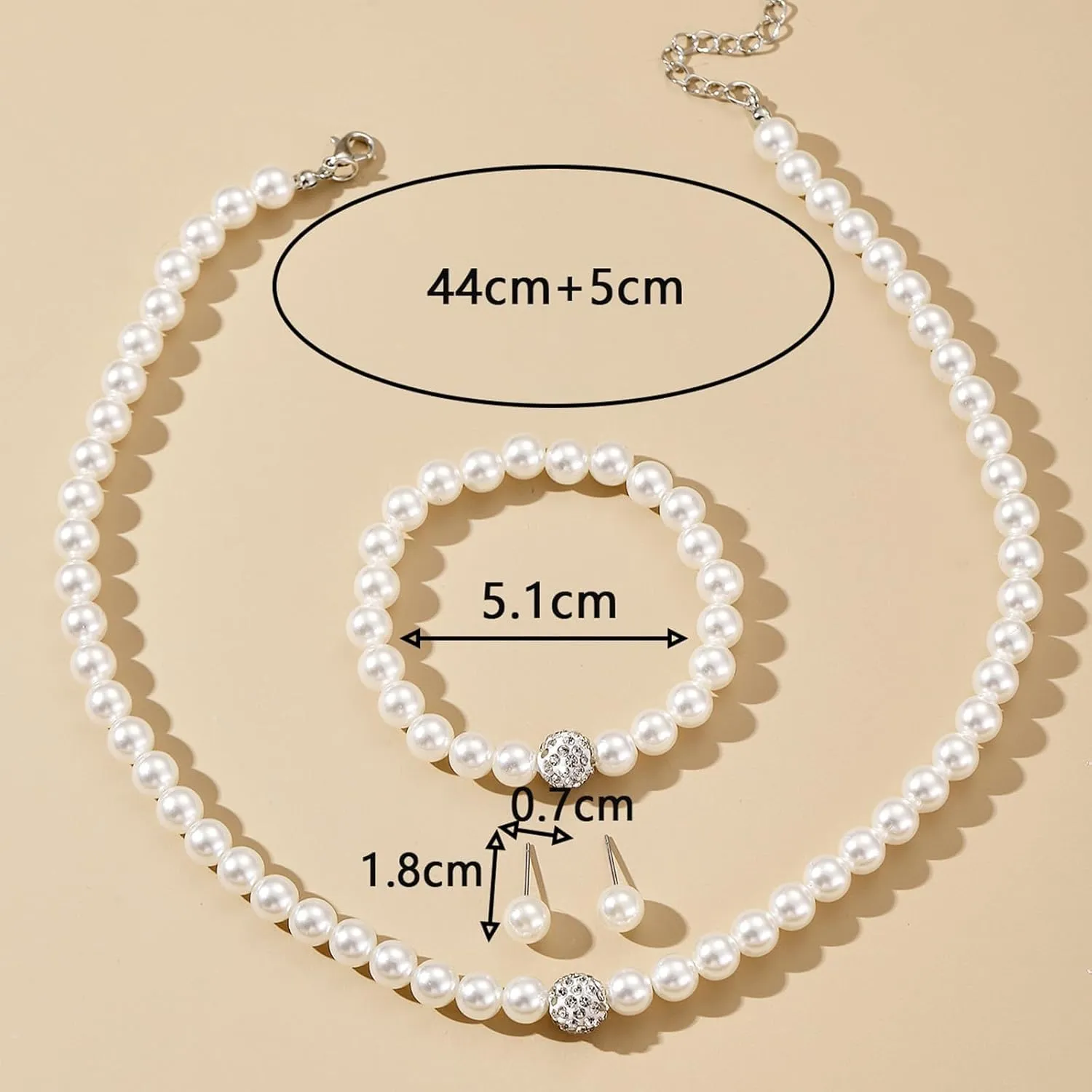 Pearl Necklace and Earring Set Pearl Wedding Jewelry Set for Women Chunky Pearls Choker Necklaces Stud Earrings Bride Bridesmaid Wedding Jewelry Gifts