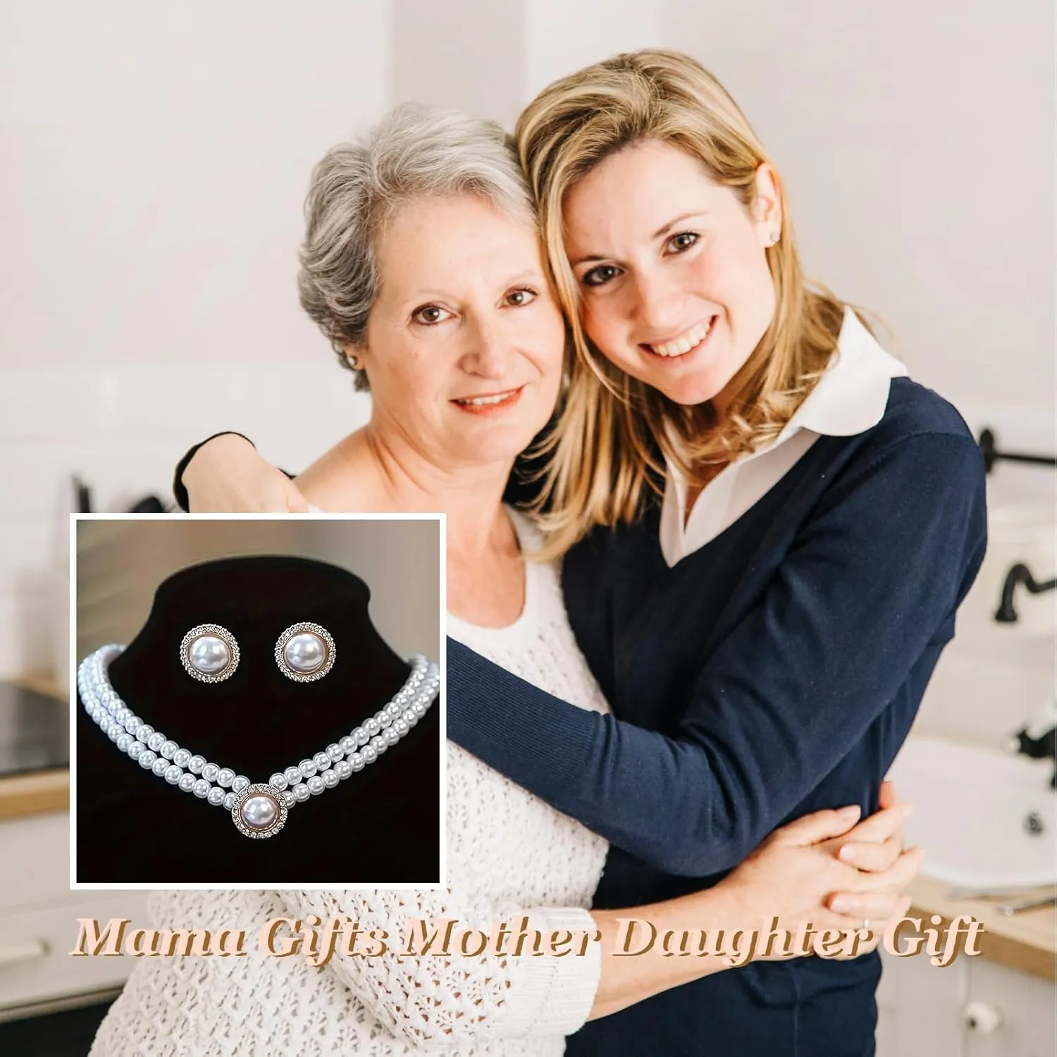 Pearl Necklace and Earring Set Pearl Wedding Jewelry Set for Women Chunky Pearls Choker Necklaces Stud Earrings Bride Bridesmaid Wedding Jewelry Gifts