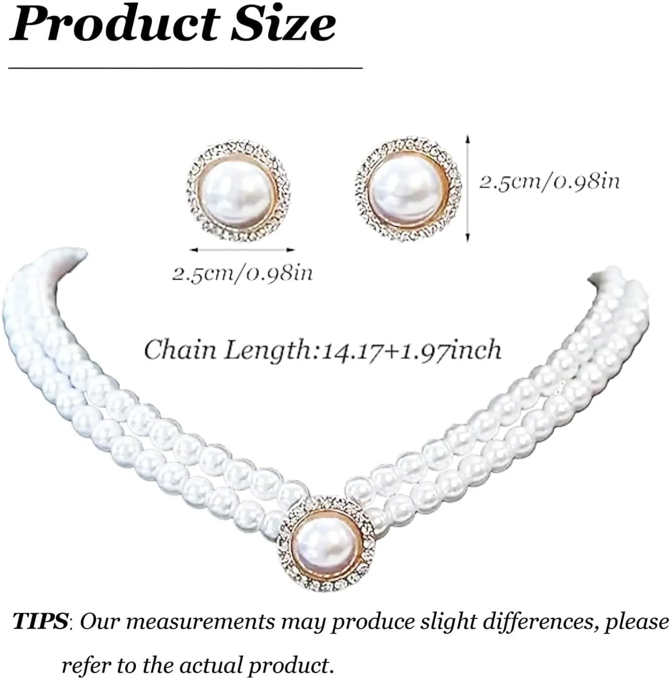 Pearl Necklace and Earring Set Pearl Wedding Jewelry Set for Women Chunky Pearls Choker Necklaces Stud Earrings Bride Bridesmaid Wedding Jewelry Gifts