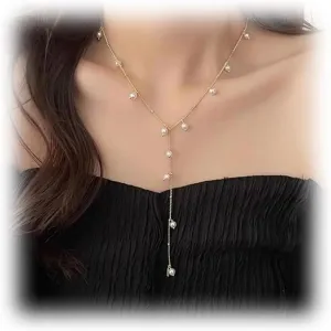 Pearl Necklace for Women Gold Pearl Choker Necklace Pearl Layered Winding Necklaces Pearl Y Necklaces for Girls