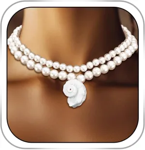 Pearl Necklace for Women Short Seashell Necklaces Conch Sea Shell Choker Necklace Pearls Necklaces Summer Beach Jewelry