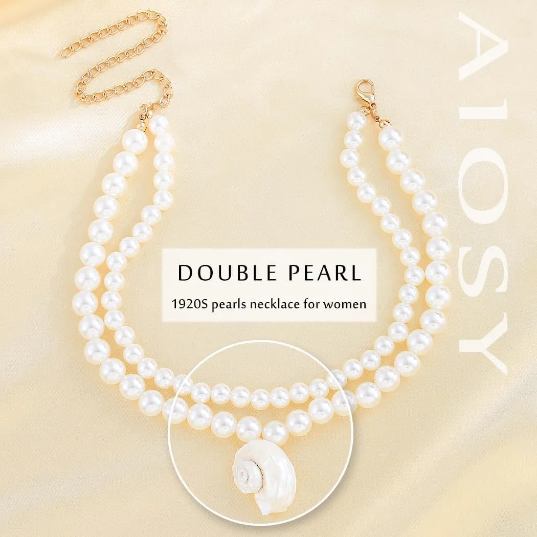 Pearl Necklace for Women Short Seashell Necklaces Conch Sea Shell Choker Necklace Pearls Necklaces Summer Beach Jewelry