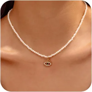 Pearl Necklaces for Women Gold Beach Shell Pendant Necklace Trendy Layered Pearl Choker Necklaces Boho Summer Jewelry Gifts for Women