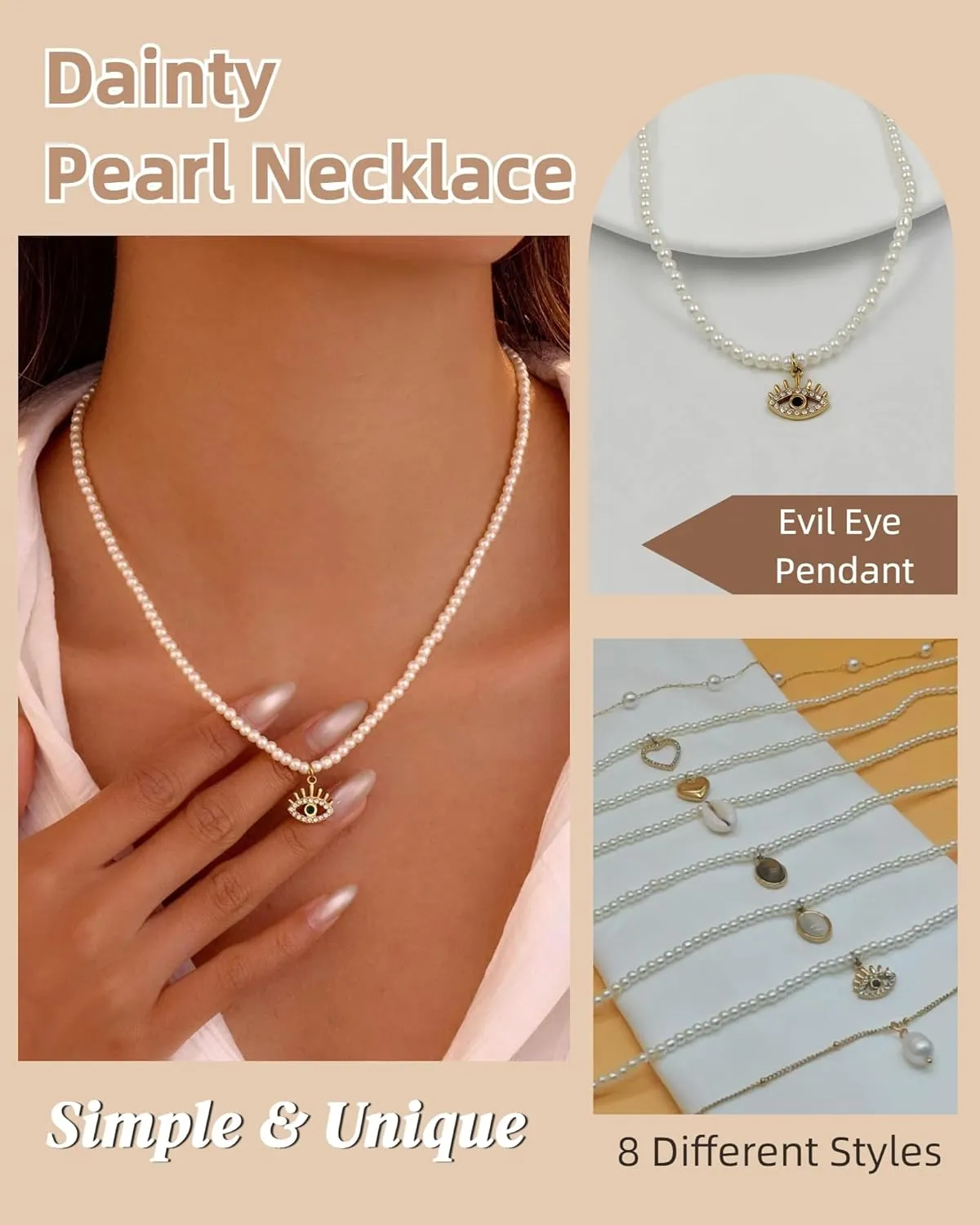 Pearl Necklaces for Women Gold Beach Shell Pendant Necklace Trendy Layered Pearl Choker Necklaces Boho Summer Jewelry Gifts for Women