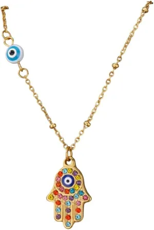 Pendant Necklace For Women Stainless Steel Turkish Eye Fatima Hand Chain Choker Collar Goth Jewelry Onlyfans PTPNU03433