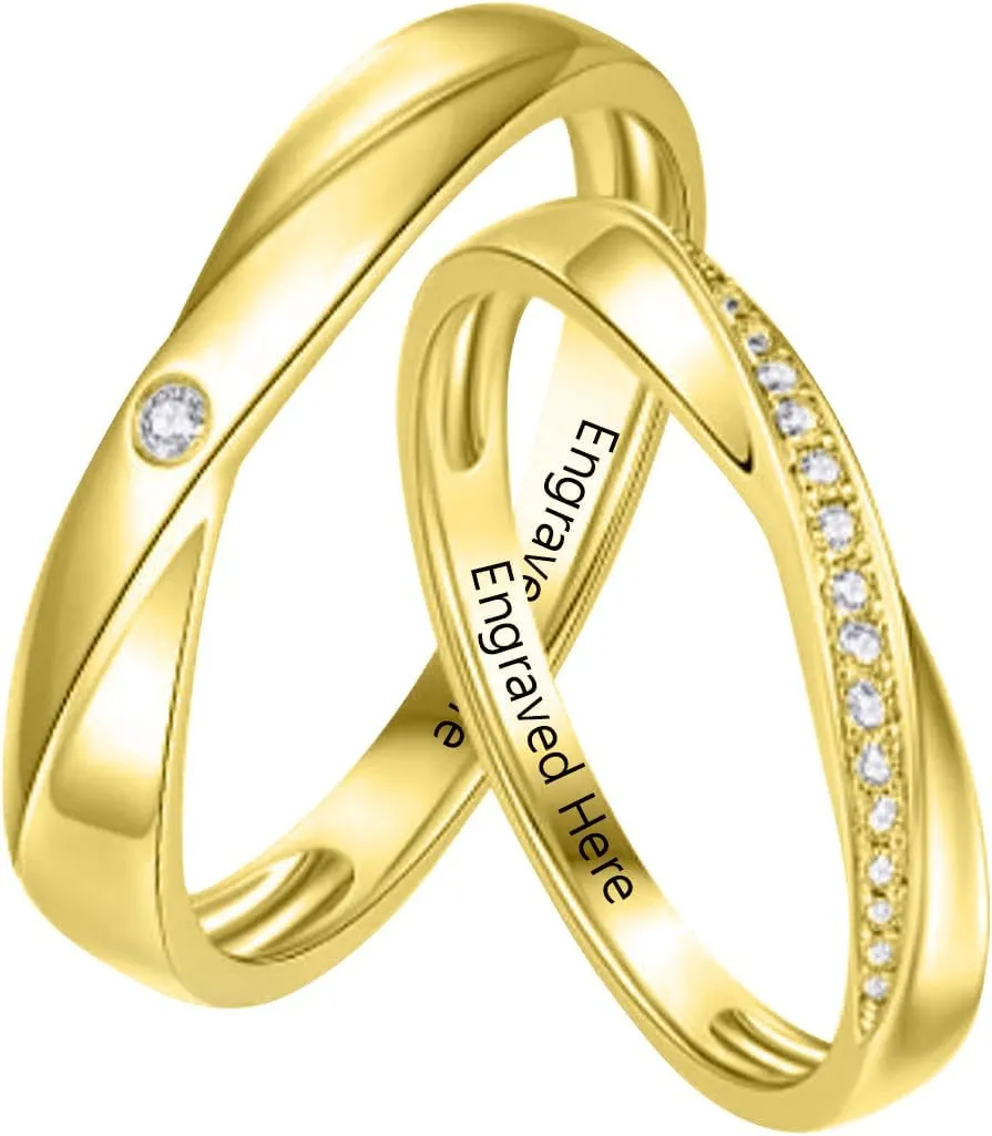 Personalized 10K 14K 18K Gold Moissanite Promise Ring for Couples Engagement Rings for Couples Set Couple Rings for Him and Her Birthday Anniversary Valentine's Day Gift