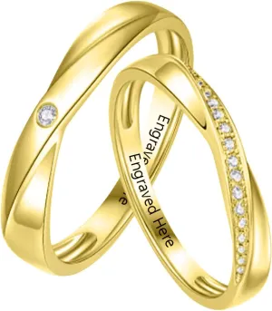 Personalized 10K 14K 18K Gold Moissanite Promise Ring for Couples Engagement Rings for Couples Set Couple Rings for Him and Her Birthday Anniversary Valentine's Day Gift