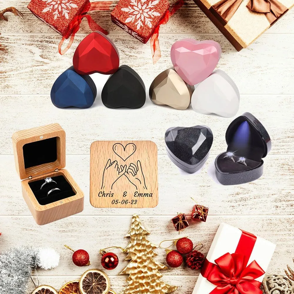 Personalized Engraved Couple Rings Set Promise Rings for Him and Her Purple Custom Heart Engagement Rings Matching Wedding Rings for Men and Women Set, Size 5-13,with Jewelry Gift Box
